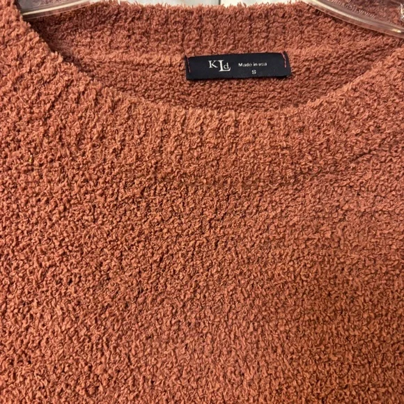 KLd Elegant Rust Crew Neck Crop Oversized Sweater Size Small - Picture 3 of 7